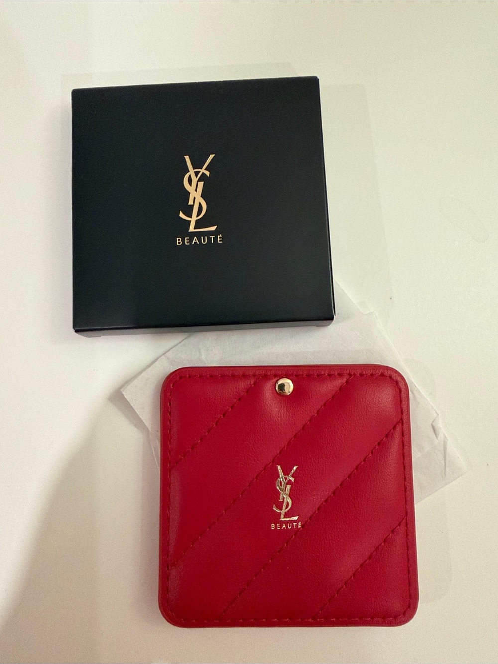 YSL Beauté Red Quilted Compact Case
